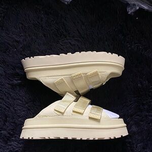 UGG Cream Slide Sandals with Buckles